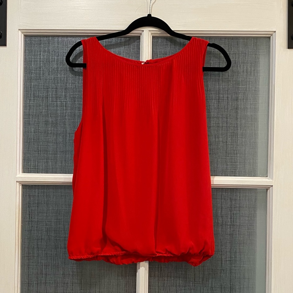 Max Studio Red Pleated, Sleeveless Blouse Medium